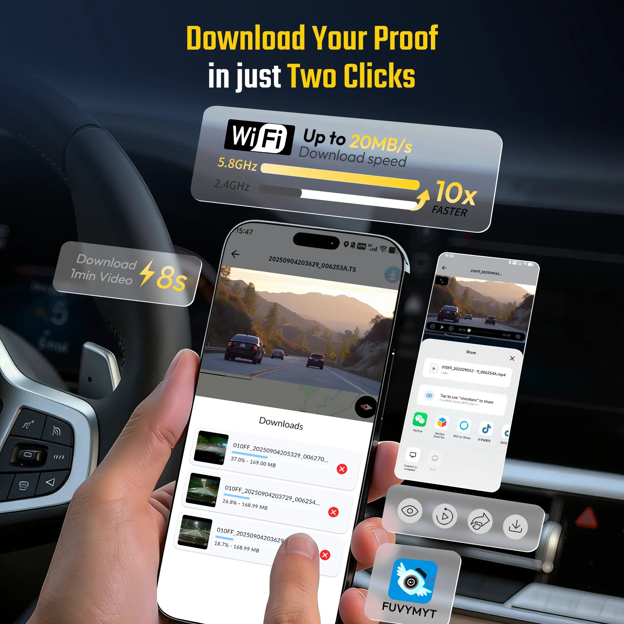Fuvymyt OEM Dashcam for Volvo XC90, S60 & More (2018–2025)