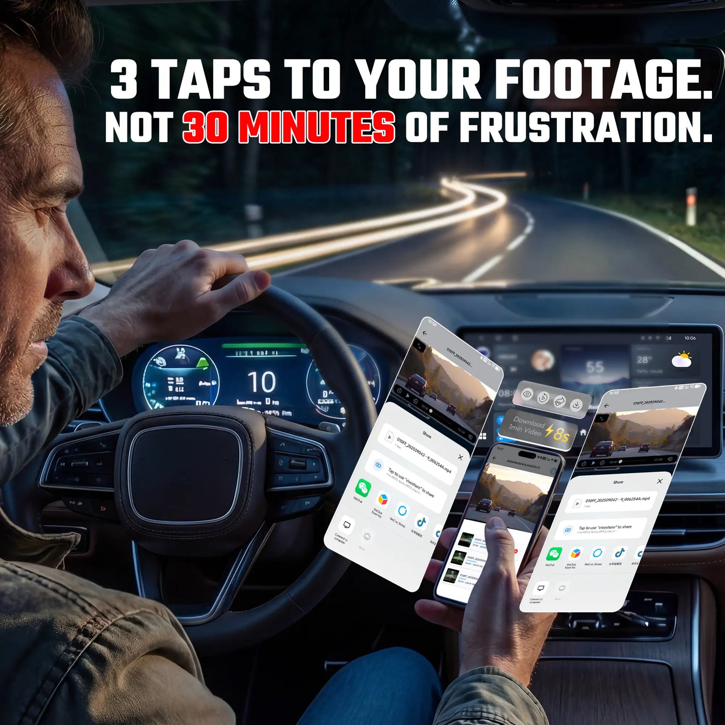 Premium 4K OEM Dash Cam for Toyota RAV4 | Invisible Mirror Mount Dashcam [2019-2025]