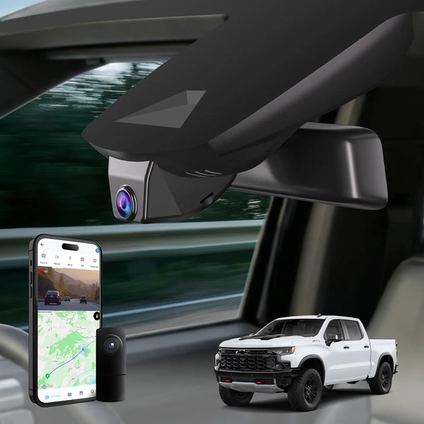 Premium Hidden 4K Dash Cam for Chevy Silverado | OEM Mirror Mount [2019-2026]