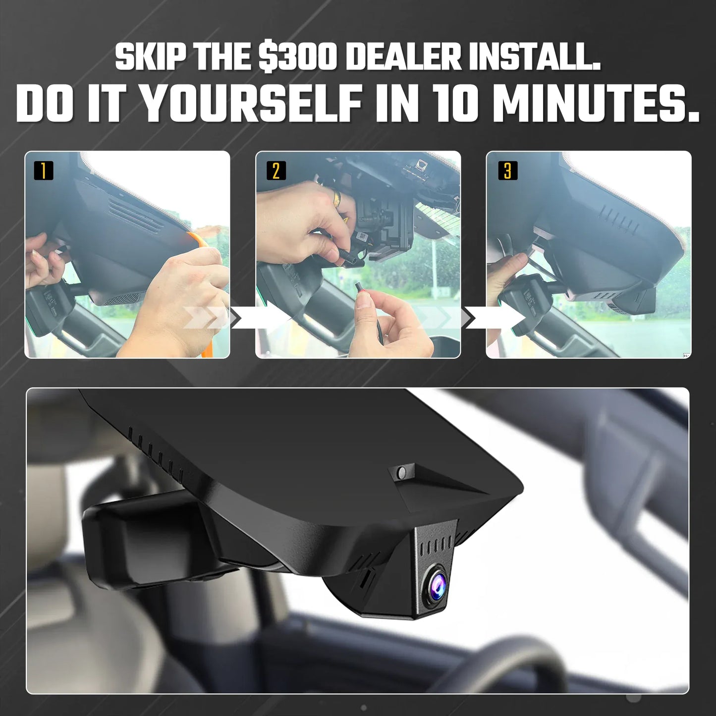 Premium 4K OEM Dash Cam for Dodge RAM 1500 2019-2024 Invisible Dashcam