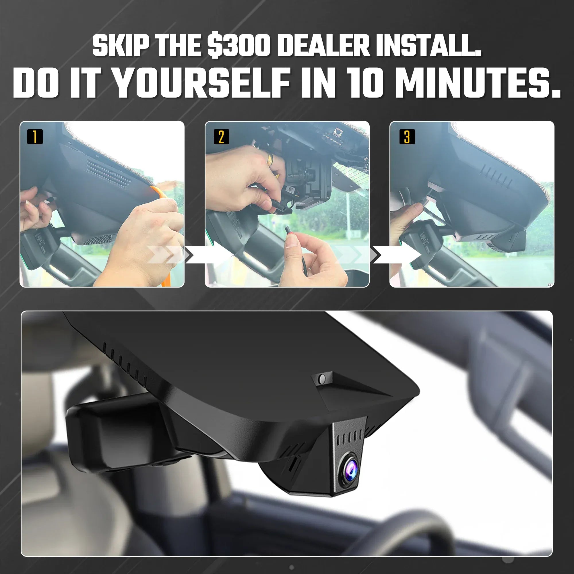 Premium 4K OEM Dash Cam for Dodge RAM 1500 2019-2024 Invisible Dashcam