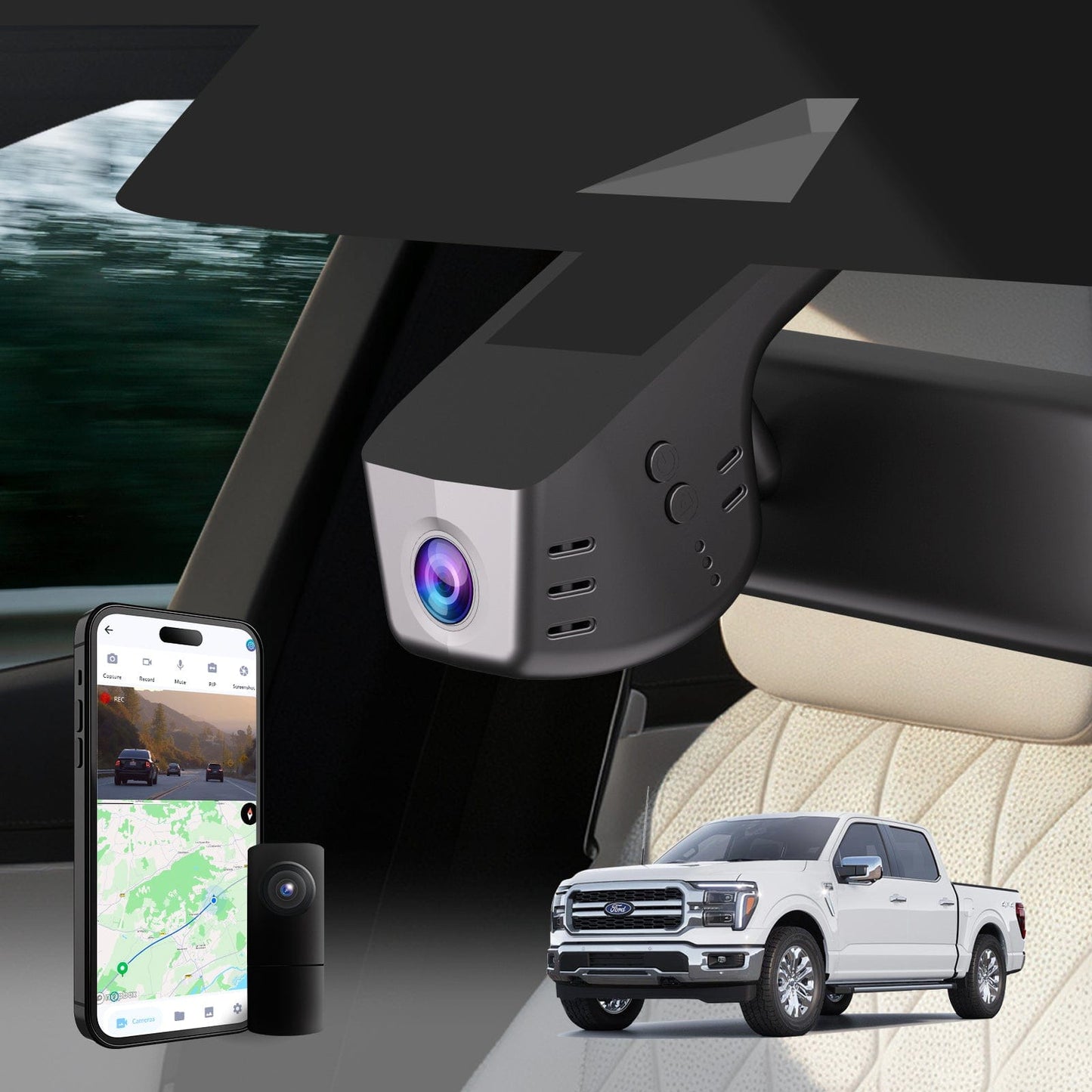 Fuvymyt OEM-Fit 4K Dash Cam for Ford (F-150, F-250, F-350, Mustang Mach-E | 2019–2025)