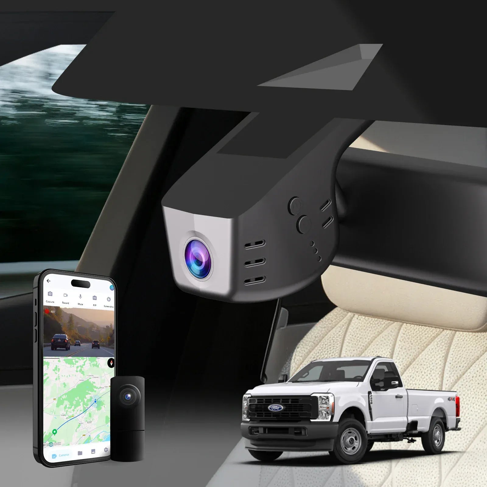 Premium 4K OEM Dash Cam for Ford F250 Super Duty 2018-2025 Invisible Dashcam