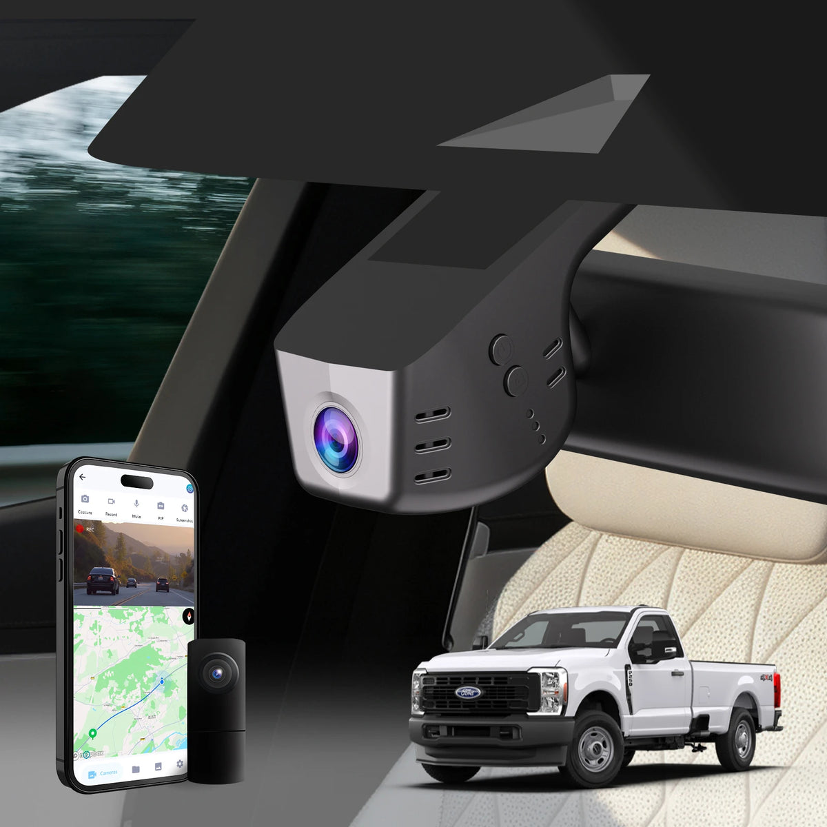 Premium 4K OEM Dash Cam for Ford F250 Super Duty 2018-2025 Invisible Dashcam