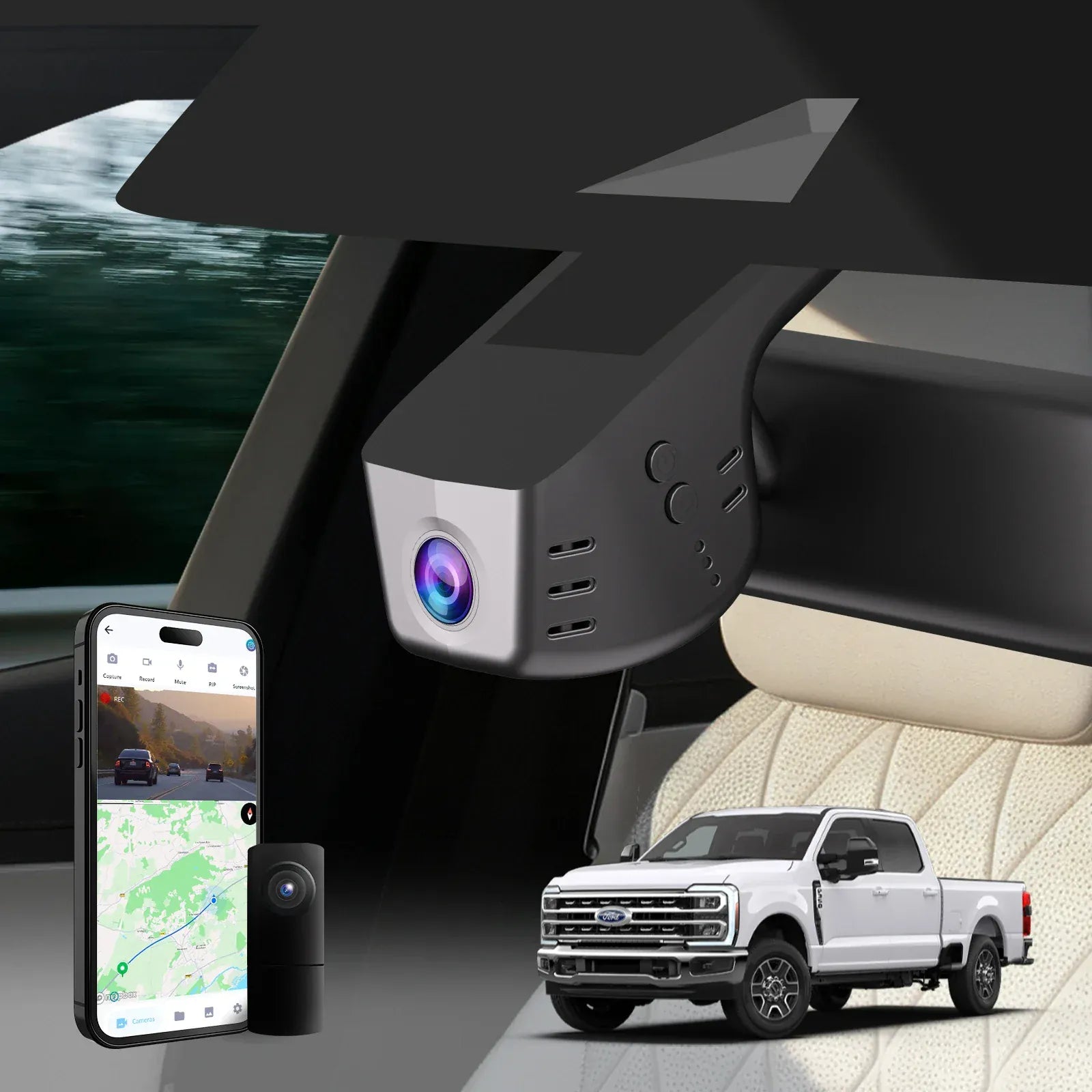 Premium 4K OEM Dash Cam for Ford F350 Super Duty 2018-2025 Invisible Dashcam