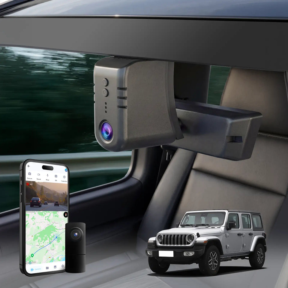 Premium Hidden 4K Dash Cam for Jeep Wrangler | OEM Mirror Mount [2018-2023]