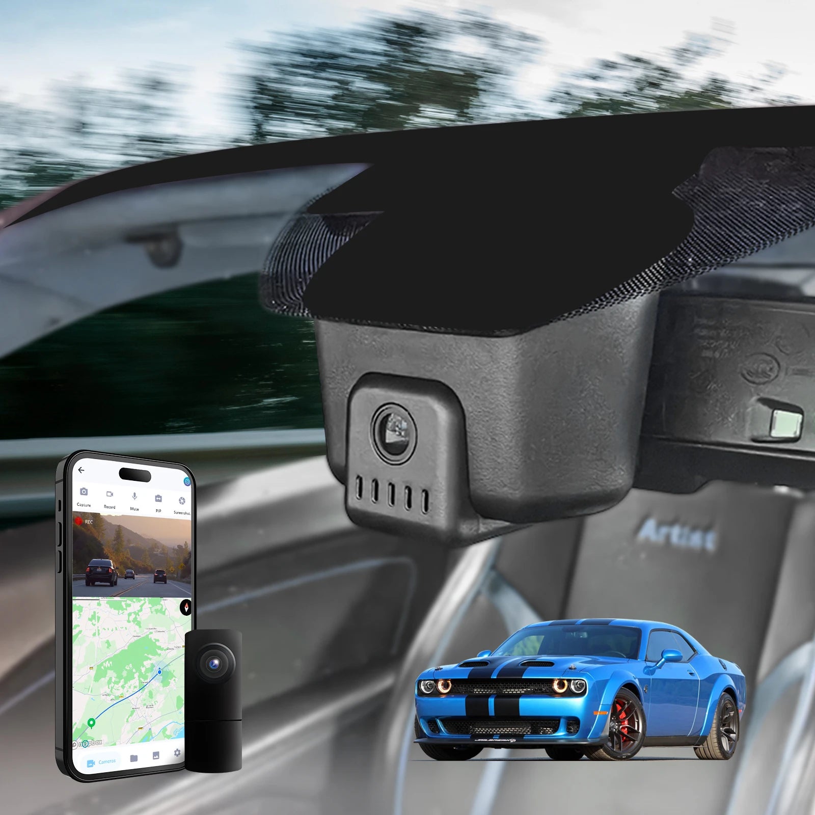 Fuvymyt OEM Dashcam for Dodge Challenger, SRT Hellcat & RAM (2017–2024)