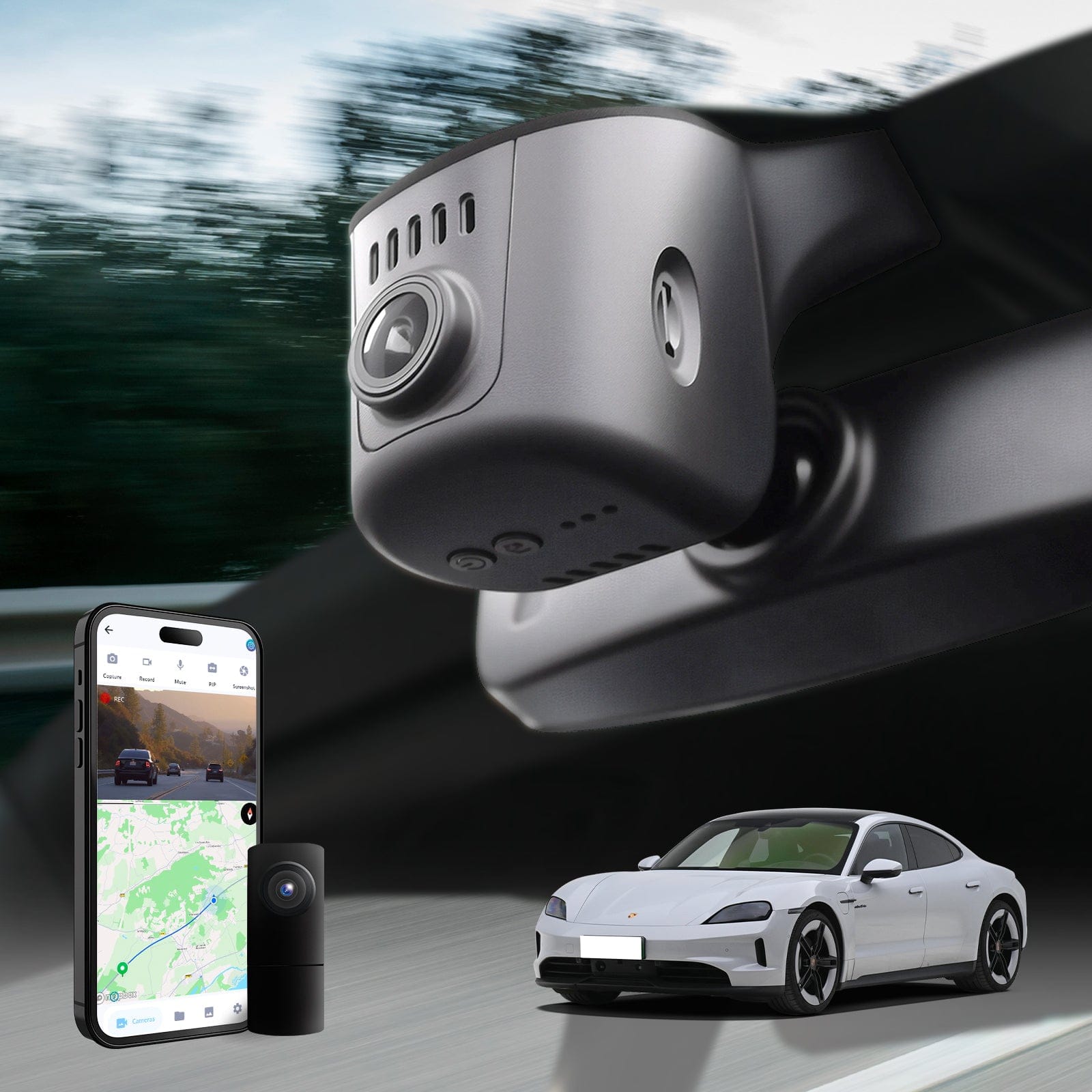 OEM-Style 4K Front Dash Cam for Porsche Cayenne (E3) 2019–2024, 911 (992) 2020–2024, Panamera (971) 2017–2024 & Taycan 2020–2024