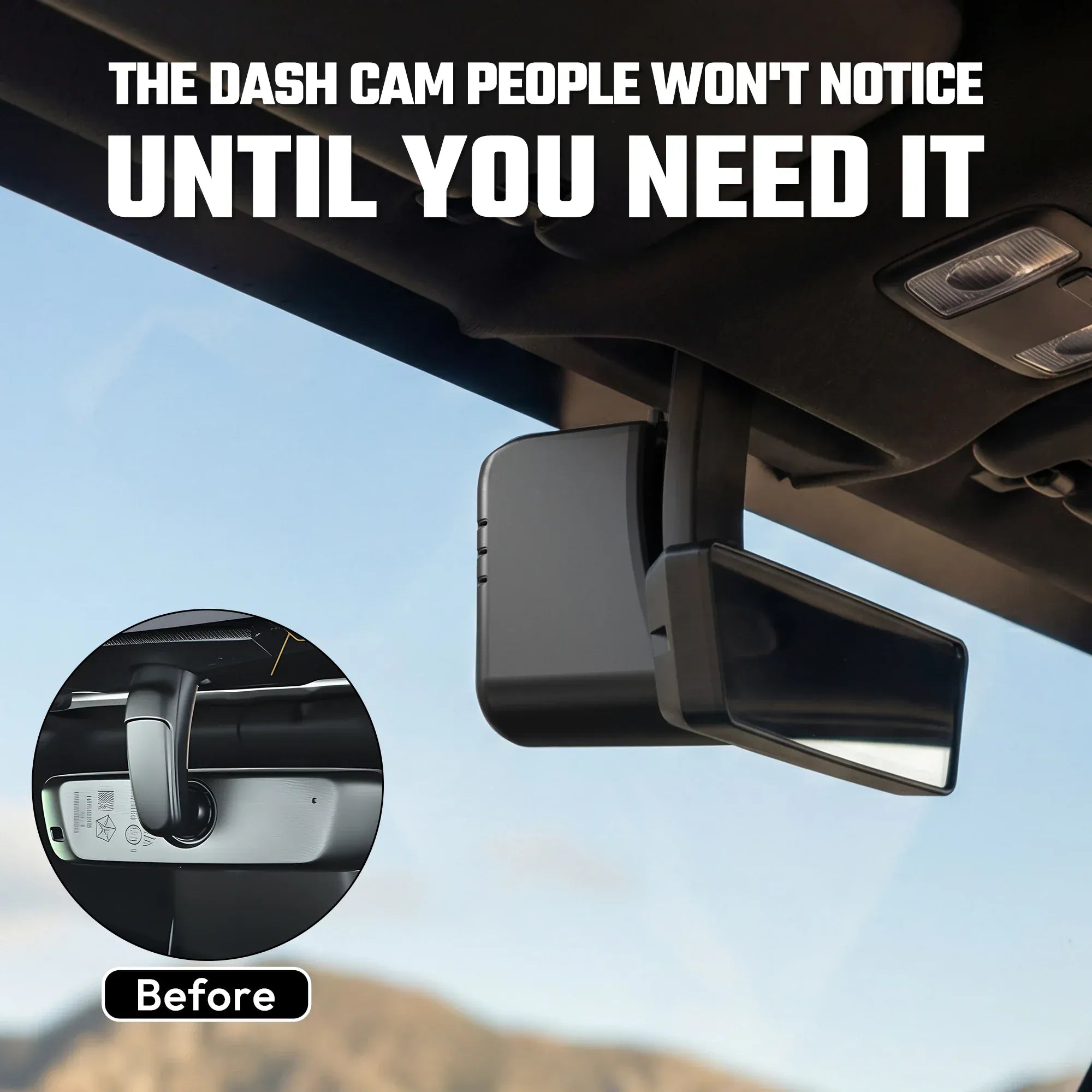 Premium Hidden 4K Dash Cam for Jeep Wrangler | OEM Mirror Mount [2018-2024]
