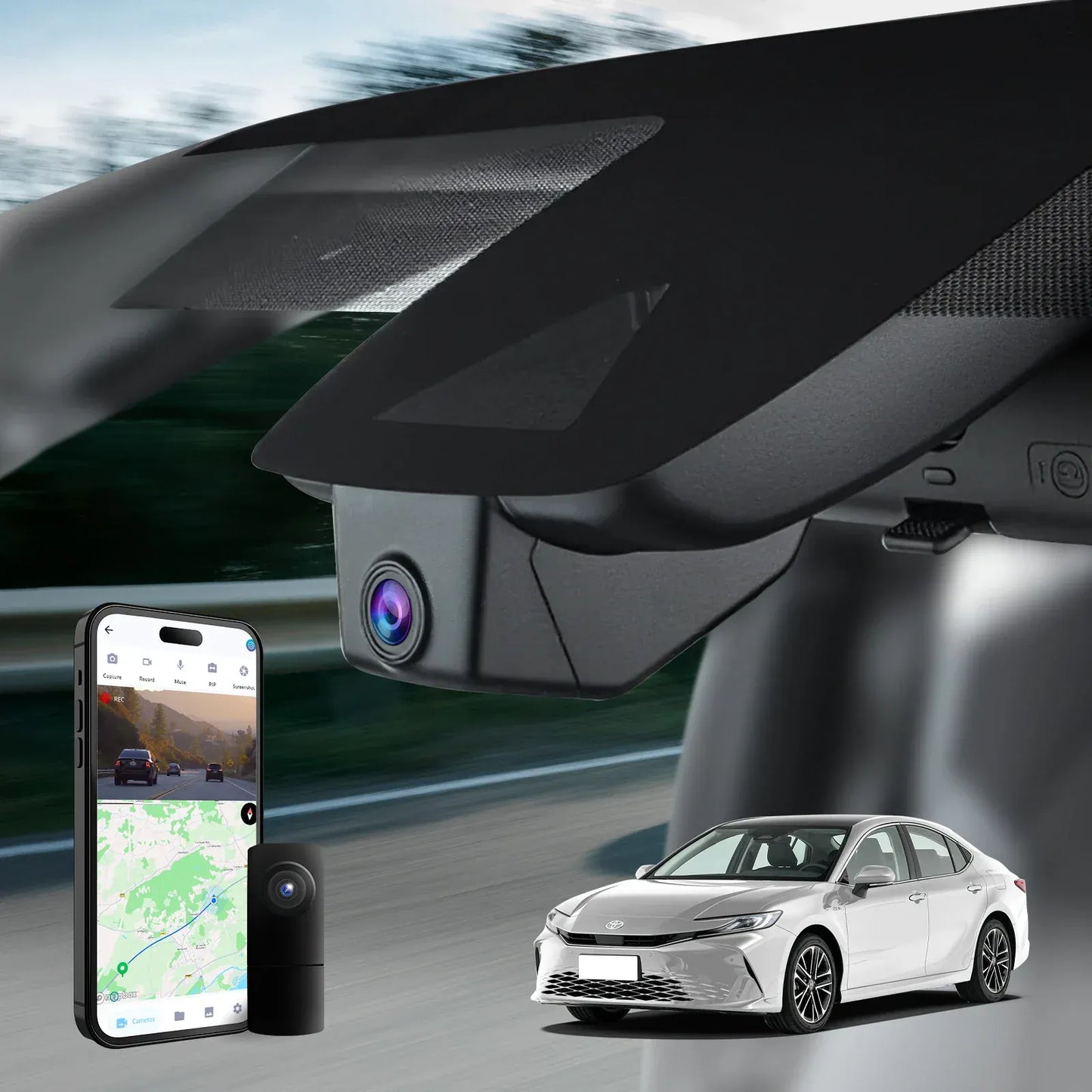 Premium 4K OEM Dash Cam for Toyota Camry | Invisible Mirror Mount [2021-2026]