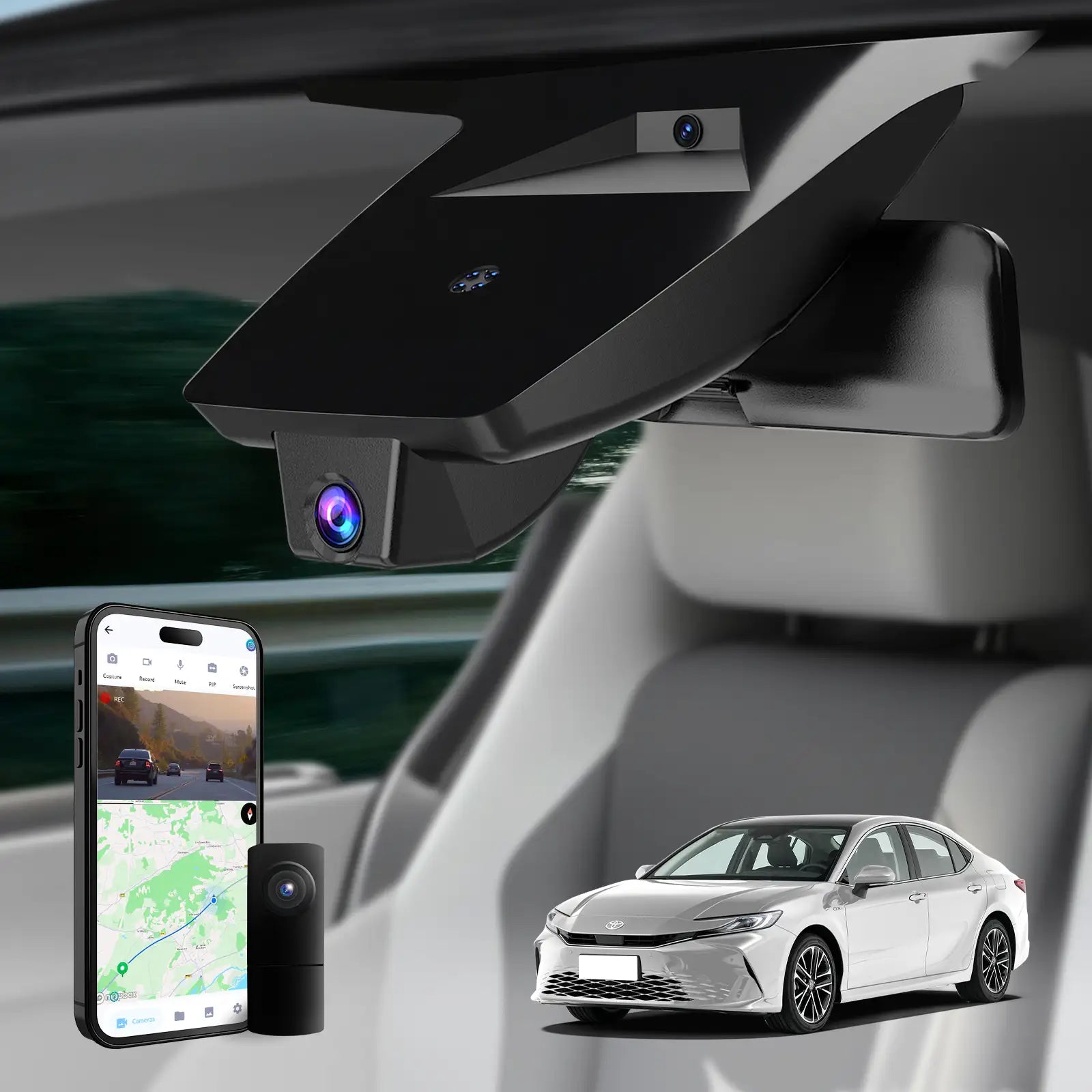 Premium 4K OEM Dash Cam for Toyota Camry | Invisible Mirror Mount [2021-2026]