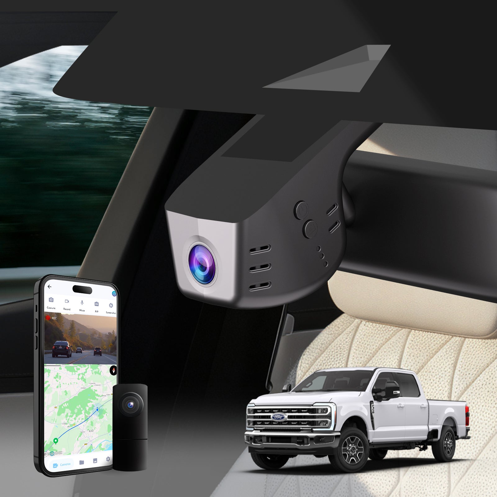 Fuvymyt OEM-Fit 4K Dash Cam for Ford (F-150, F-250, F-350, Mustang Mach-E | 2019–2025)