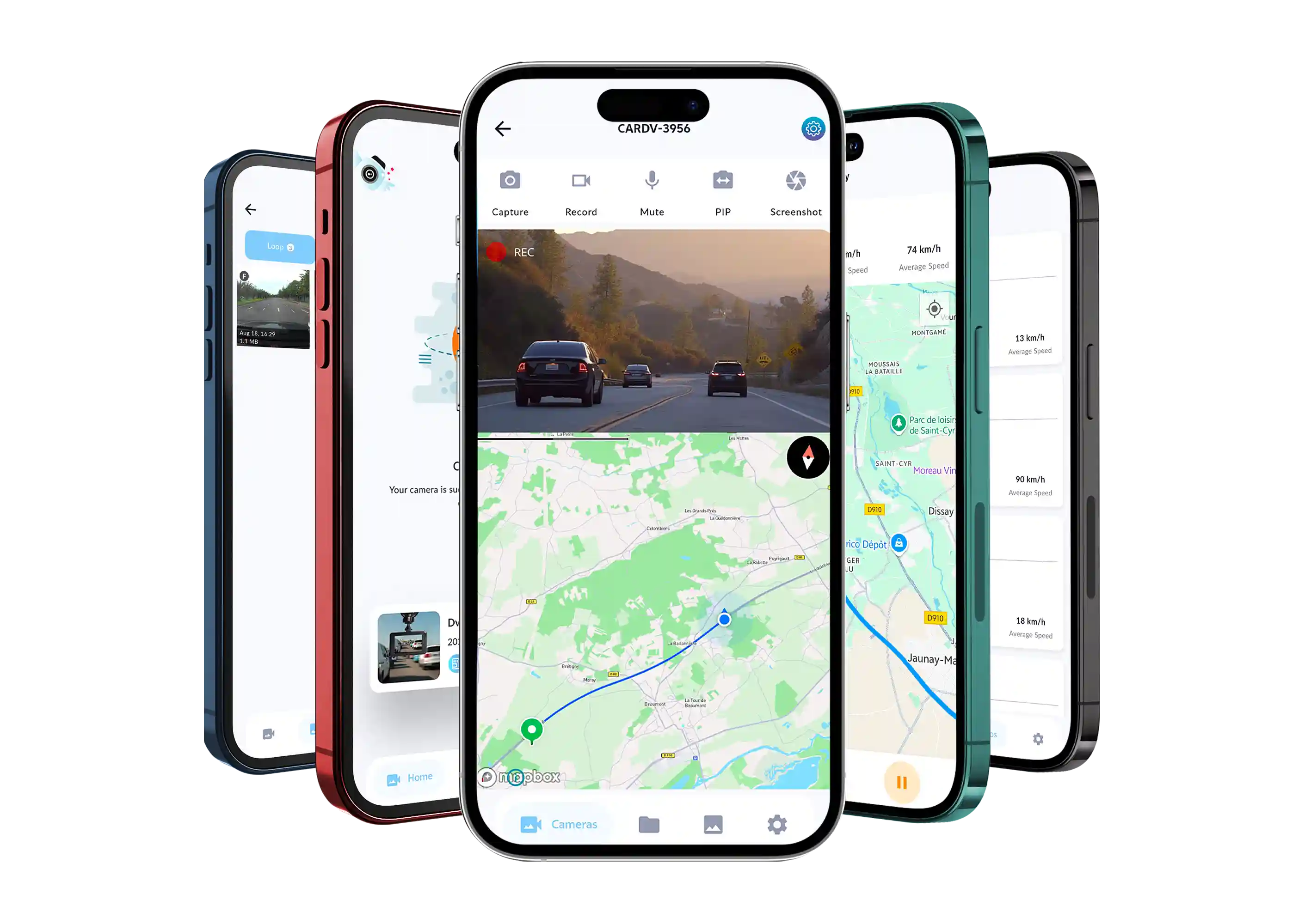 Fuvymyt app showing wireless footage access on smartphone